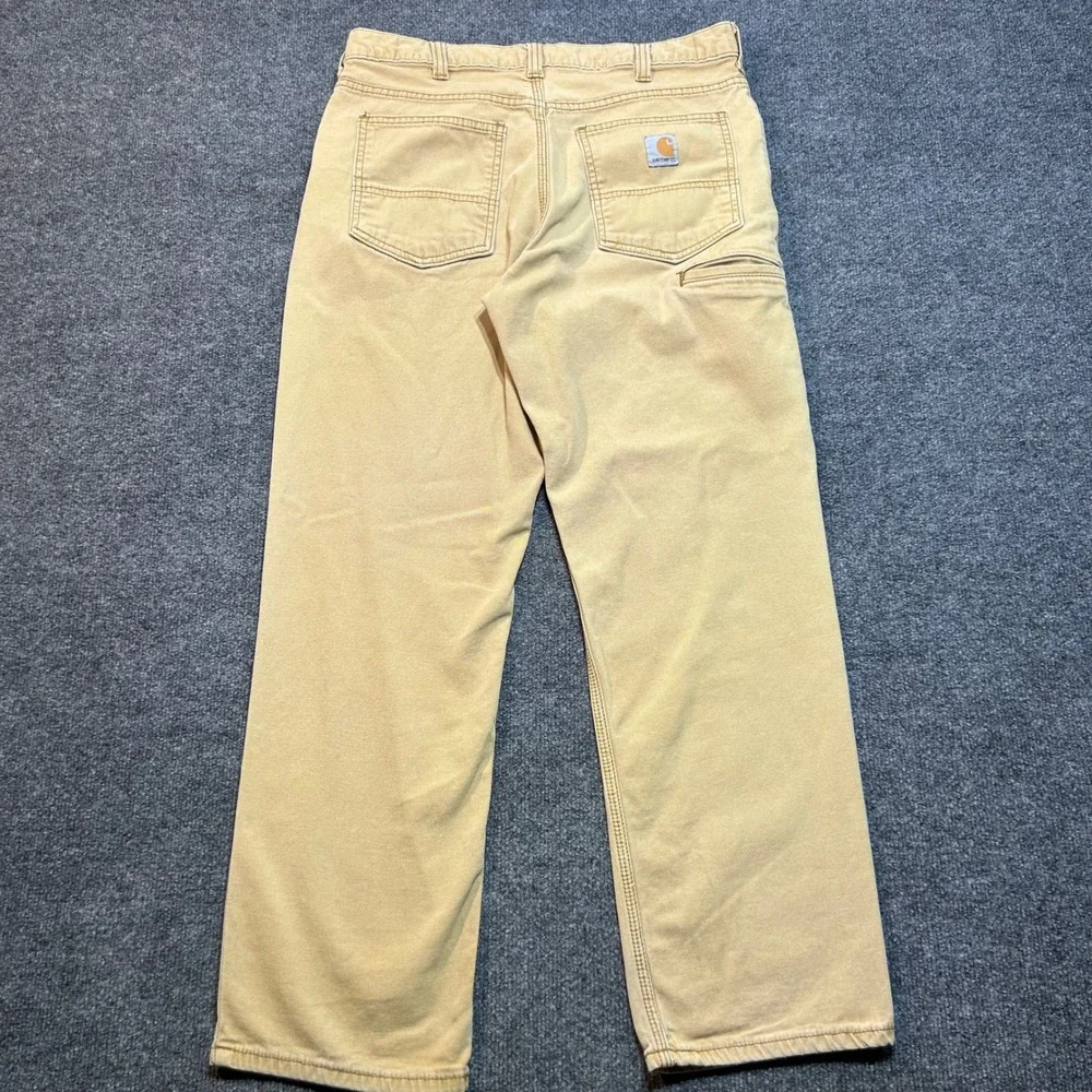 Carhartt Relaxed Fit Canvas Work Pants Tan Duck Mens 34x30 Straight Leg Utility
